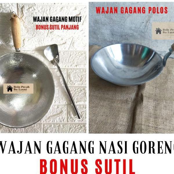 Wajan Gagang Nasi Goreng / Wajan Gagang Ketok / Wajan Gagang Kayu / Wajan Sisik Motif / Wajan Tumang