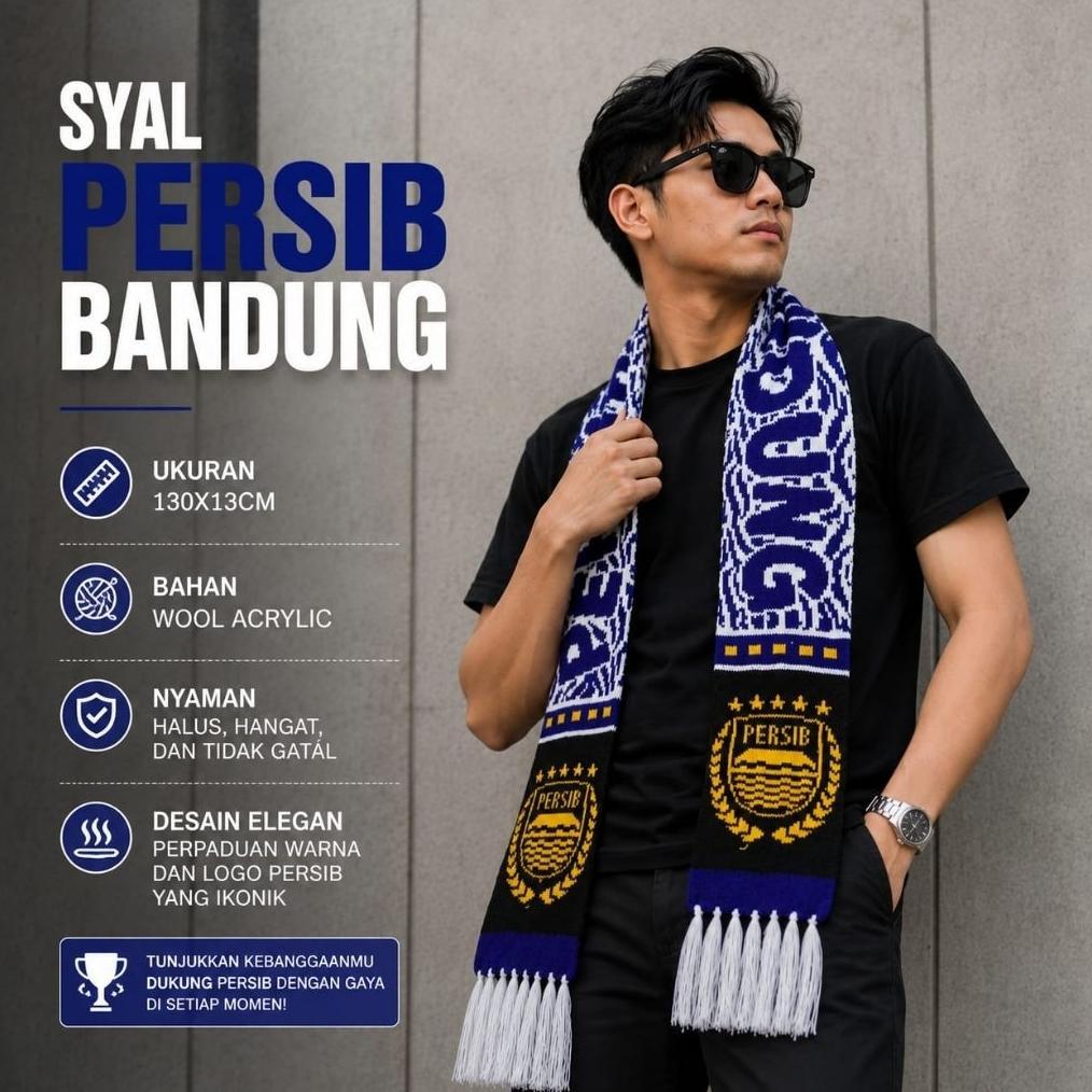 VALUE PACK Syal Persib Bandung Rajut Premium | Syal Viking Bobotoh | Syal Bola Persib Original Style