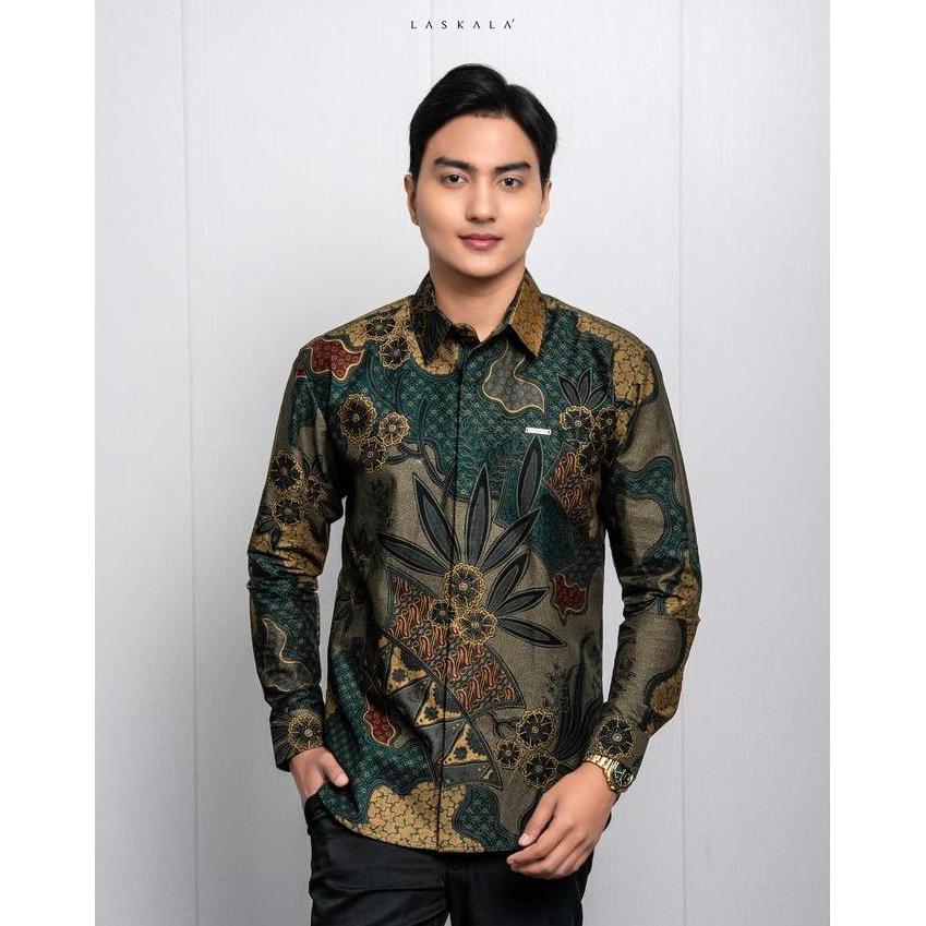 Laskala Batik Premium Barsha Kemeja Batik Pria Slimfit Lengan Panjang