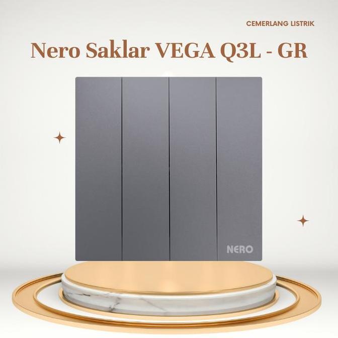 Saklar 4 Gang Nero - Saklar 4 Tombol Nero Vega Q3L1641-GR Grey