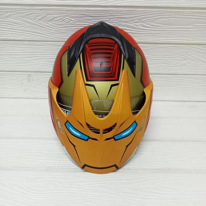 Comet- Helm Double Visor Motif Marvel Ironman Helm Desa