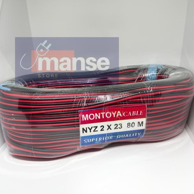 Kabel 2x23 Double Serabut NYZ 2x23 Merah Hitam 80m