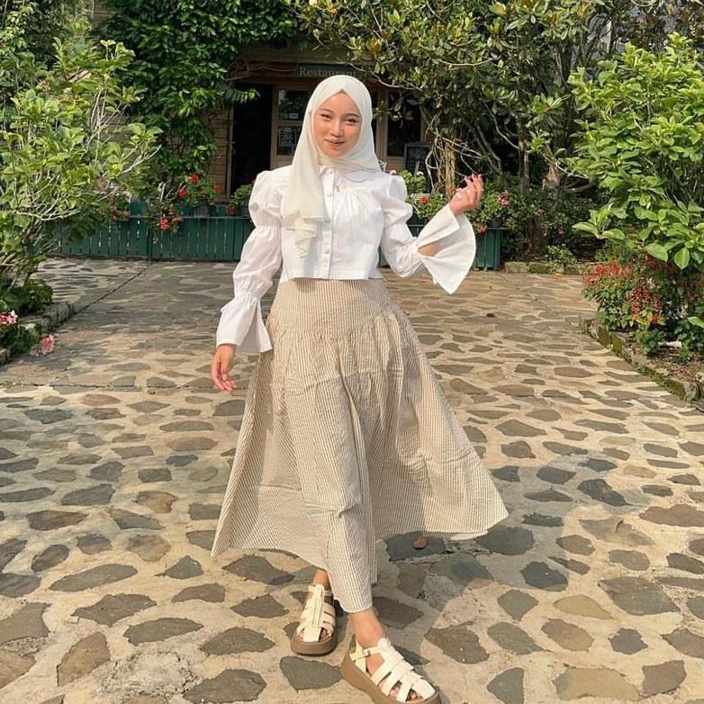 BIG PROMO WELAVIT - YEORIN STRIPE SKIRT | ROK SALUR | ROK DAILY WANITA