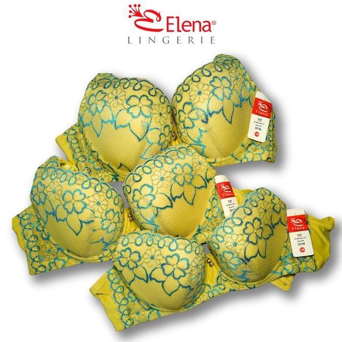 Elena Bundle Bra 3 Pcs Cup Besar Push Up 3/4 Kawat E 28768 Size 40B 42B Motif Renda Pakaian Dalam Wa
