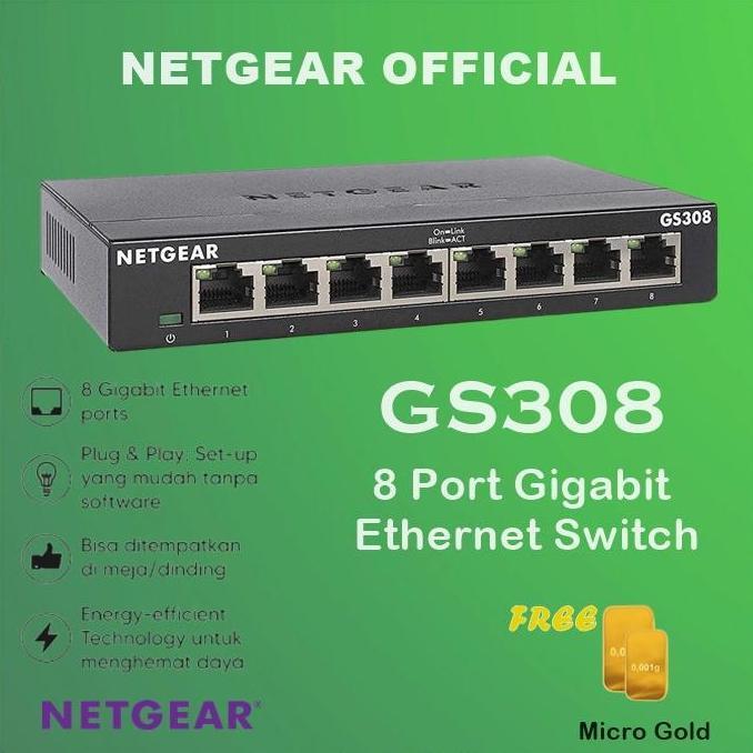 NETGEAR GS308 : 8-PORT GIGABIT ETHERNET SWITCH MURAH