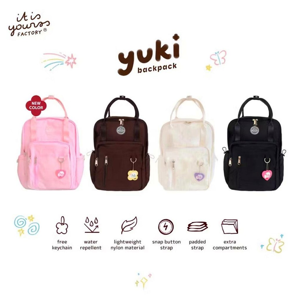 Yuki Backpack Tas Ransel Wanita Sekolah Kampus Cewe Women Backpack Casual Gemes Estetik Korea