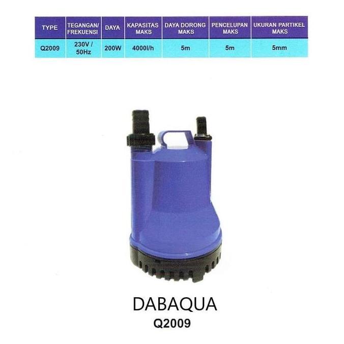 Q2009 Pompa Air Celup Kolam Kuras Tandon Akuarium Dabaqua Manual Terbaru 