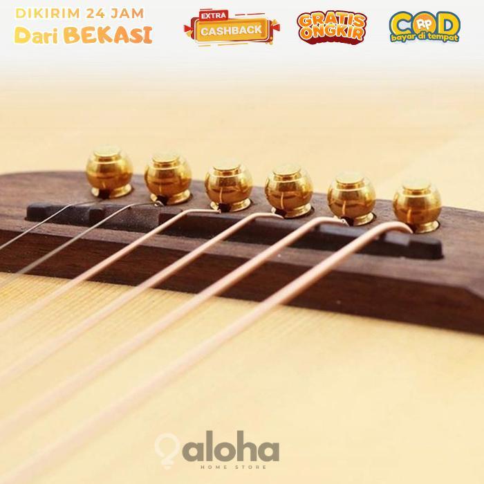ALHM - Isi 6 Pin Gitar Akustik Pin Bridge Gitar Logam Tembaga Murni Aksesoris Gitar