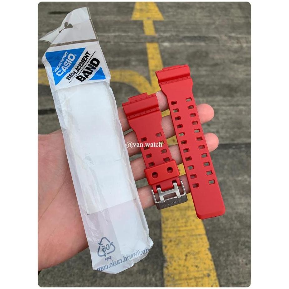 Band Strap CASIO GSHOCK GDF 100-4 GDF 100 Series MERAH ORIGINAL Buckle Silver