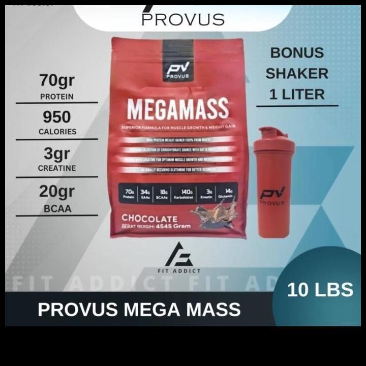 Terlaris Provus Mega Mass 10 Lbs 20 Serving Gainer Terbaik Weight Gainer 5.5 Kg