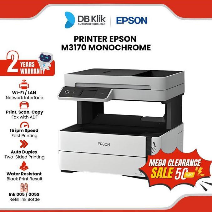 PRINTER EPSON M3170 MONOCHROME - EPSON M3170 INK TANK PRINTER MURAH