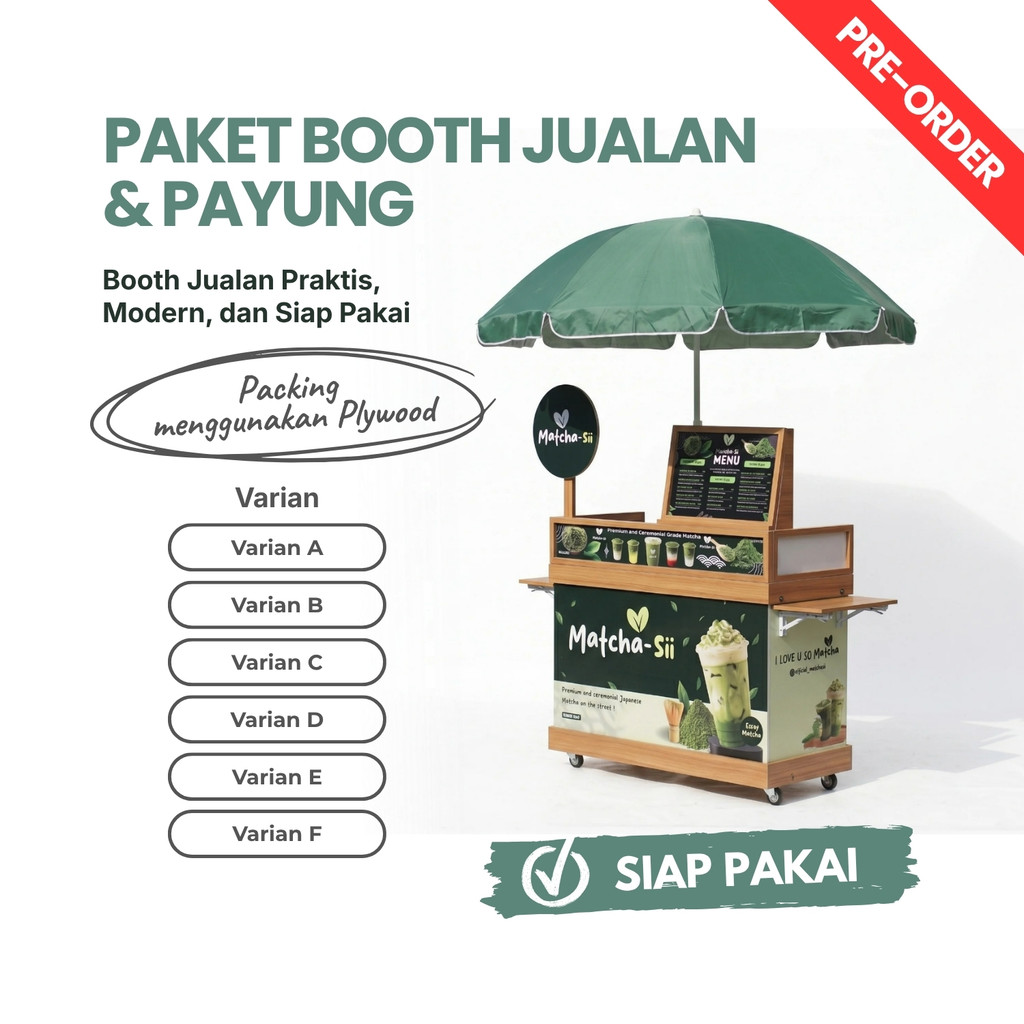 PAKET BOOTH JUALAN + PAYUNG - PAKET LENGKAP SIAP PAKAI UNTUK BOOTH MAKANAN DAN MINUMAN