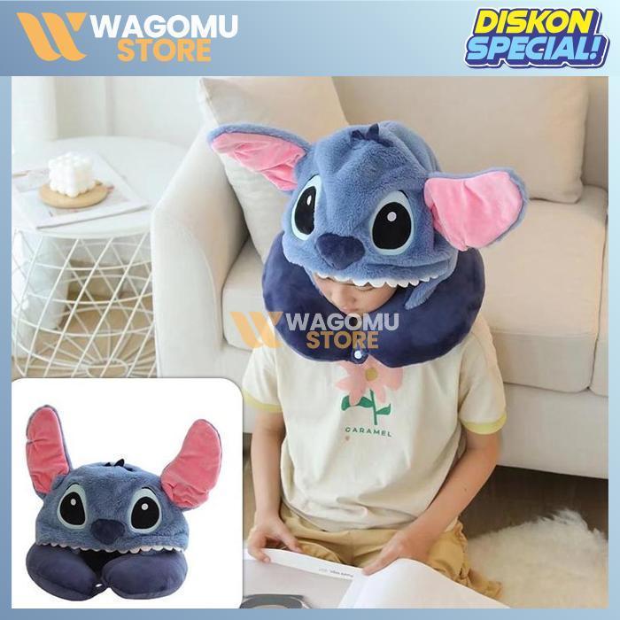 WAGOMU Bantal Leher Lilo Stitch Neck Pillow Travel