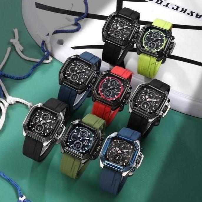 Orologio- Evans Jayden Jam Tangan Pria 9558 Rubber Silicon Kaca Sapphire Chronograph Ter Resistant 1
