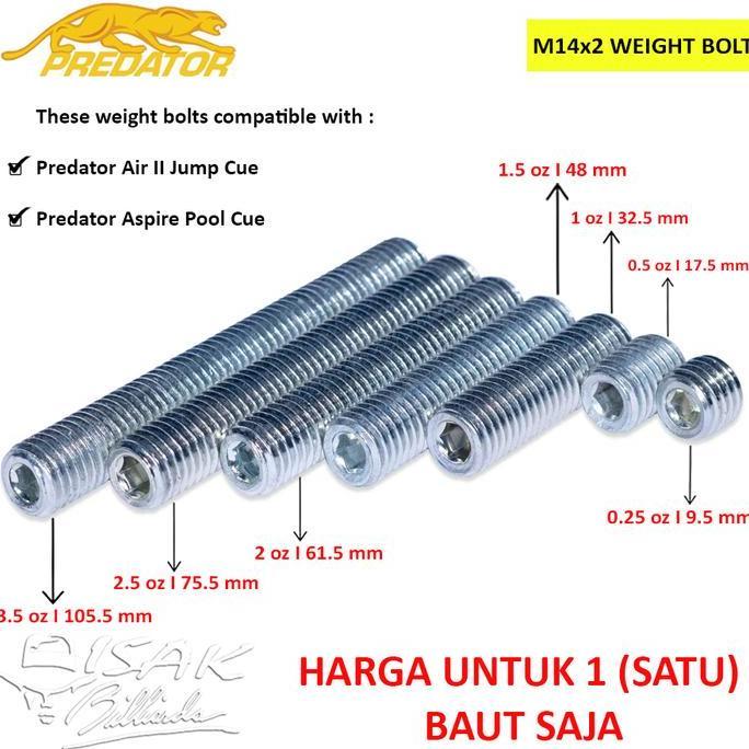 Predator Weight - 1 Buah Pemberat Predator Aspire & Air II Jump Cue - Billiard Cue Stick Billiard