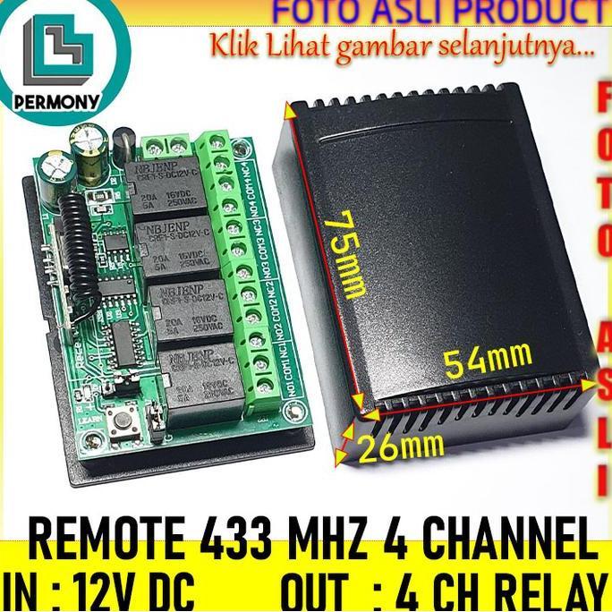 433MHZ 12V 4 CH RELAY SWITCH 433 MHZ 4CH WIRELESS RF PENERIMA RECEIVER