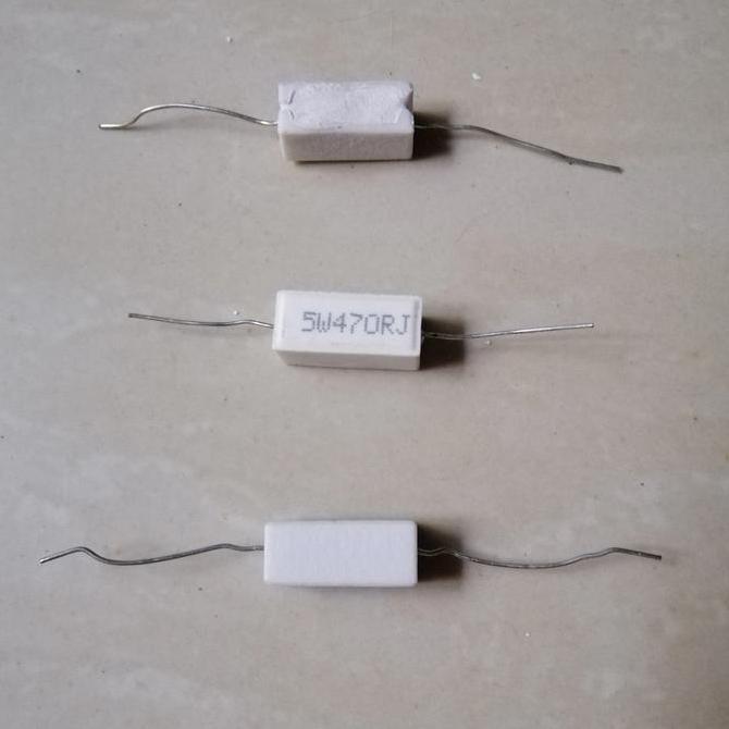 10 BUAH 10PCS 5W470RJ 470 OHM R RESISTOR KAPUR 5W 5WATT 470OHM 470R 470RJ 5 WATT PORSELEN SE27