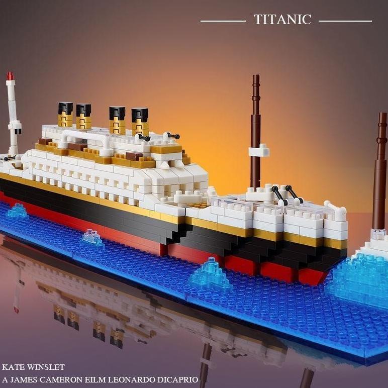 hot product lele toys 1878pcs blok bata mini model kapal pesiar titanic model kapal pesiar diy maina