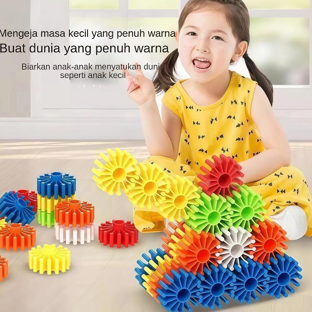 Hot Product Haha Toy 128Pcs Diy Gear Puzzle Balok Susun Mainan Edukasi Anak Building Block Gears Puz