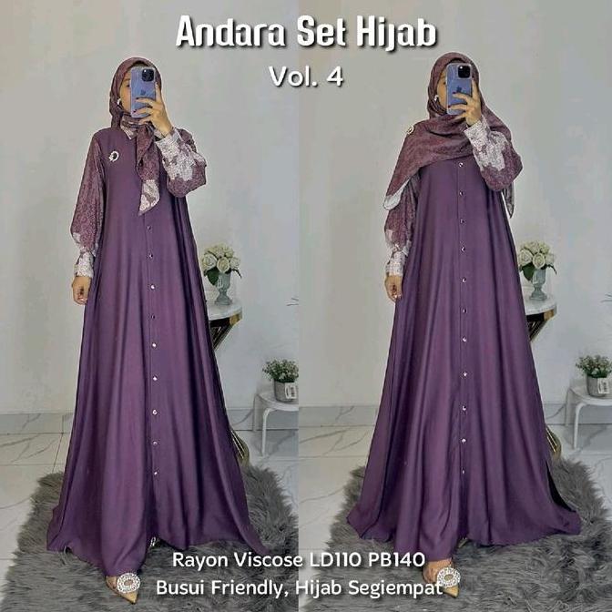 ANDARA SET HIJAB (LABEL SAVNA) | GAMIS SET HIJAB RAYON ADEM TEEBARU KEKINIAN