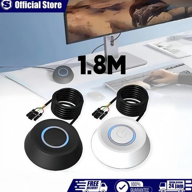 ECURIEL 1.8 Meter Tombol Push On Kabel Power Button Tombol Switch Pc Kabel Tombol Powe Desktop Case 