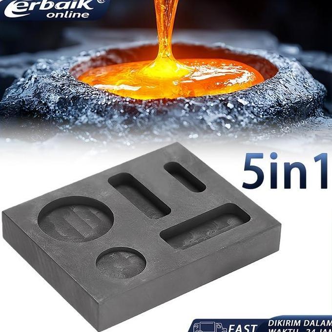 ECURIEL Graphite Ingot Mould 5 In 1 Cetakan Ingot Grafit High Density Emas Silver Aluminium Kaca Bul