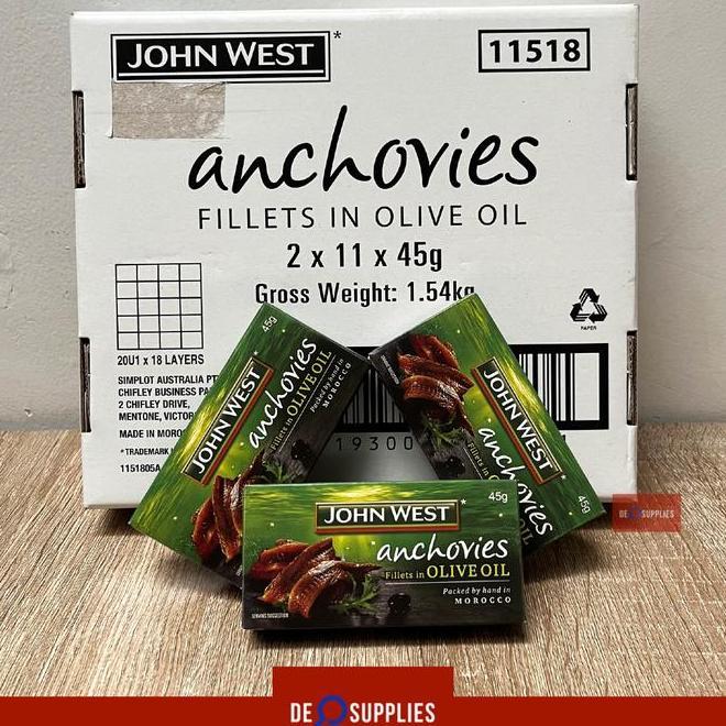 John West Anchovies 22 X 45Gr Anchovy Fillets In O Oil Karton