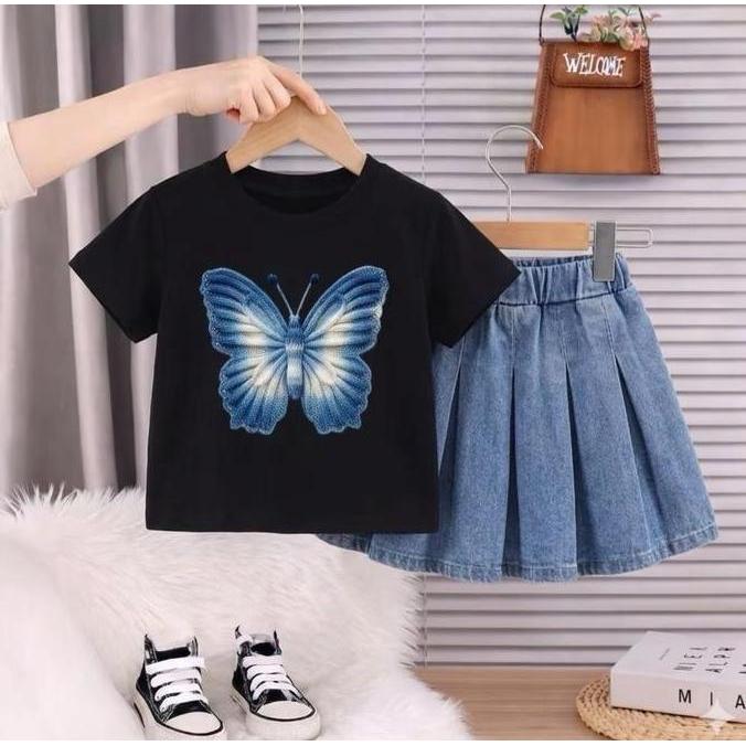 DV181 - Setelan Anak Perempuan Terbaru Korean Style Usia 1-5 Tahun Setelan Anak Perempuan Kupu Kupu 