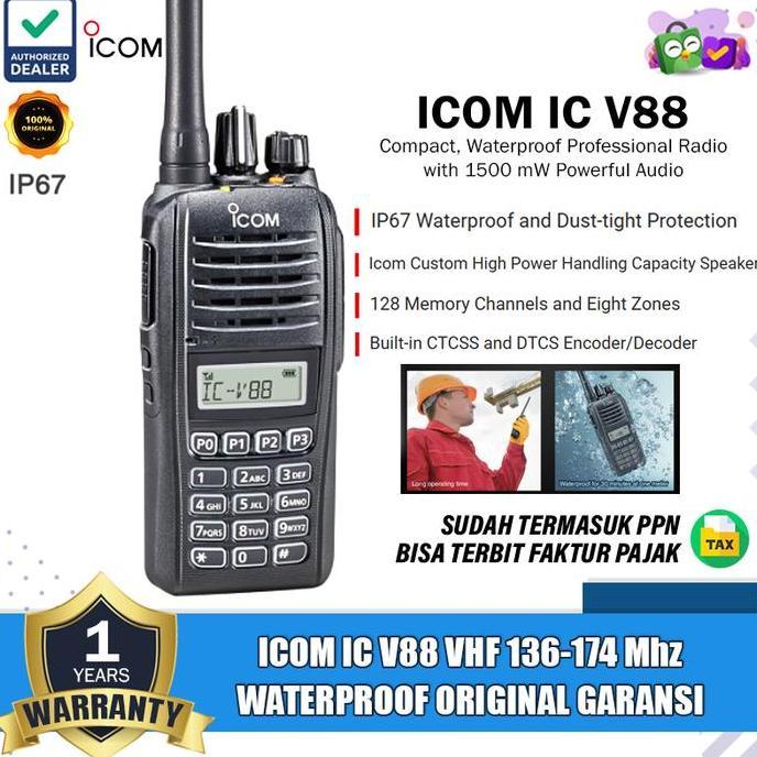 Icom IC-V88 V88 V 88 Singleband VHF 136-174MHz Radio HT Icom V88 Original Garansi Resmi