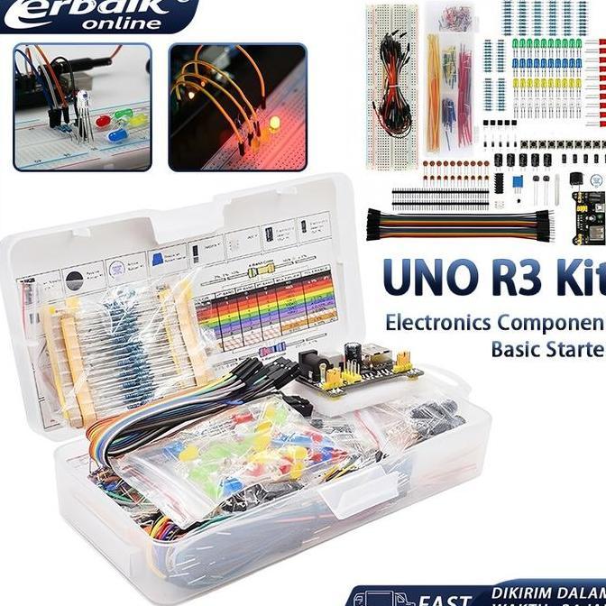 AVG 1 Set Kit Paket Elemen Arduino Uno R3 Untuk Pemula / R3 Arduino Kit Diy