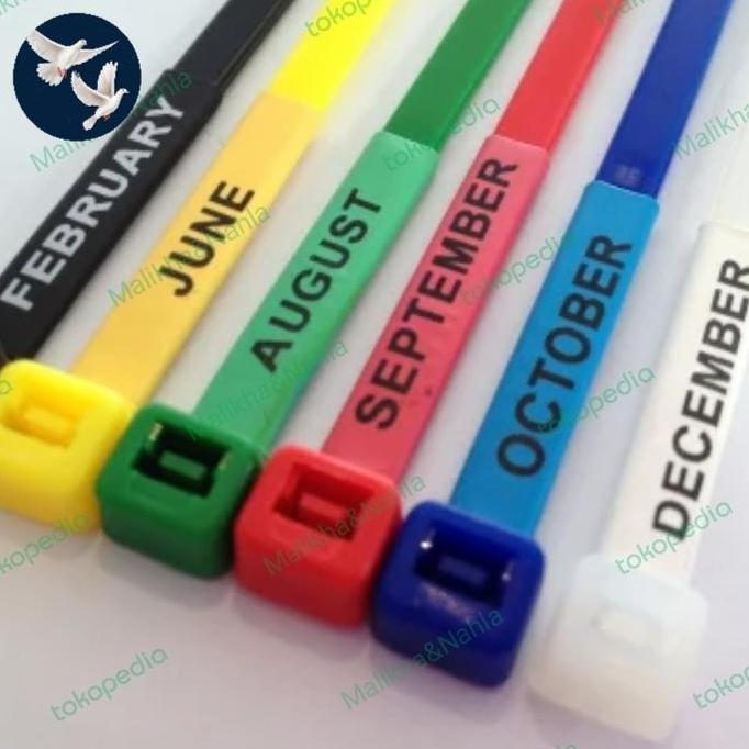 Printed Cable Ties with Printed Push-Fit Markers - Jan-Dec Months