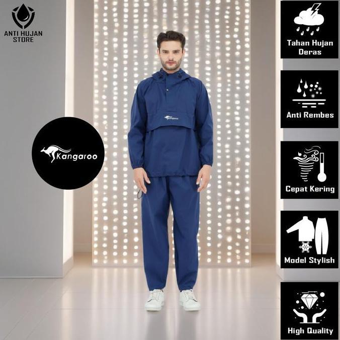 Setelan Jas Hujan Kangaroo Kangguru Raincoat Musim Hujan Kangaroo Anti Rembes Premium