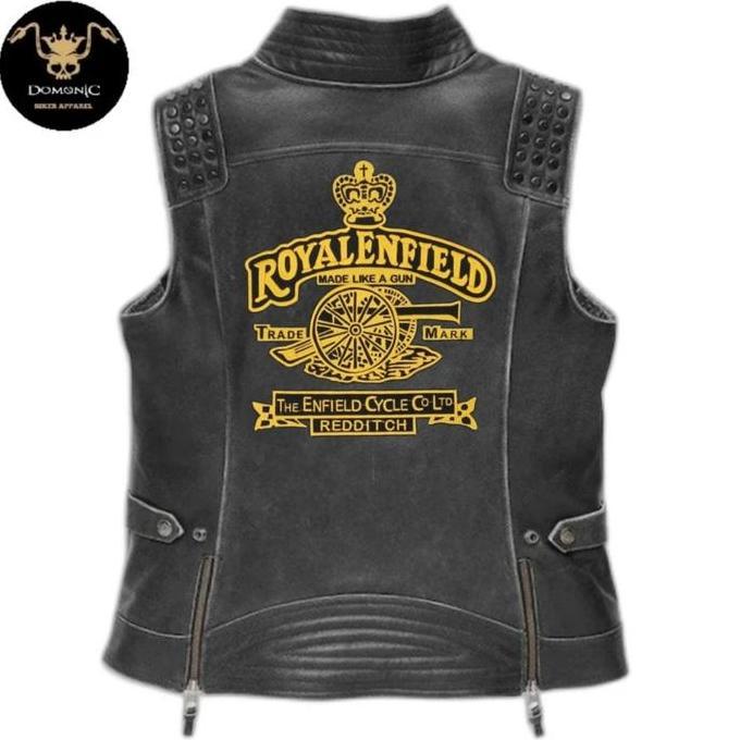 Vest kulit ROYAL ENFIELD rompi motor wanita kulit import asli