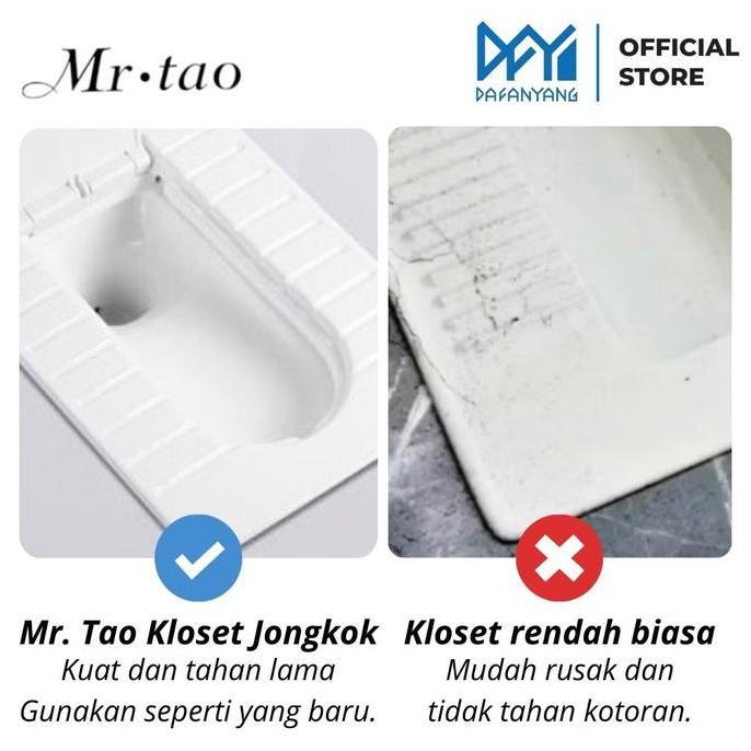Mr.Tao Kloset Jongkok Modern Penutup Estetik Set Watertank Flush Otomatis Closet Jongkok Keramik Put