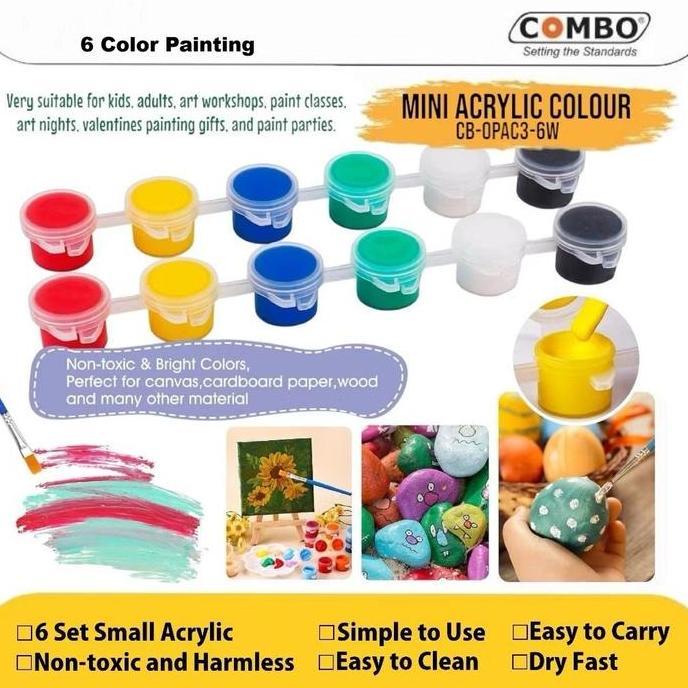 Best Seller Mini Acrylic Colour 3ml / Cat Akrilik Mini SET 6 Warna / 12 Colour / Acrylic Painting / 