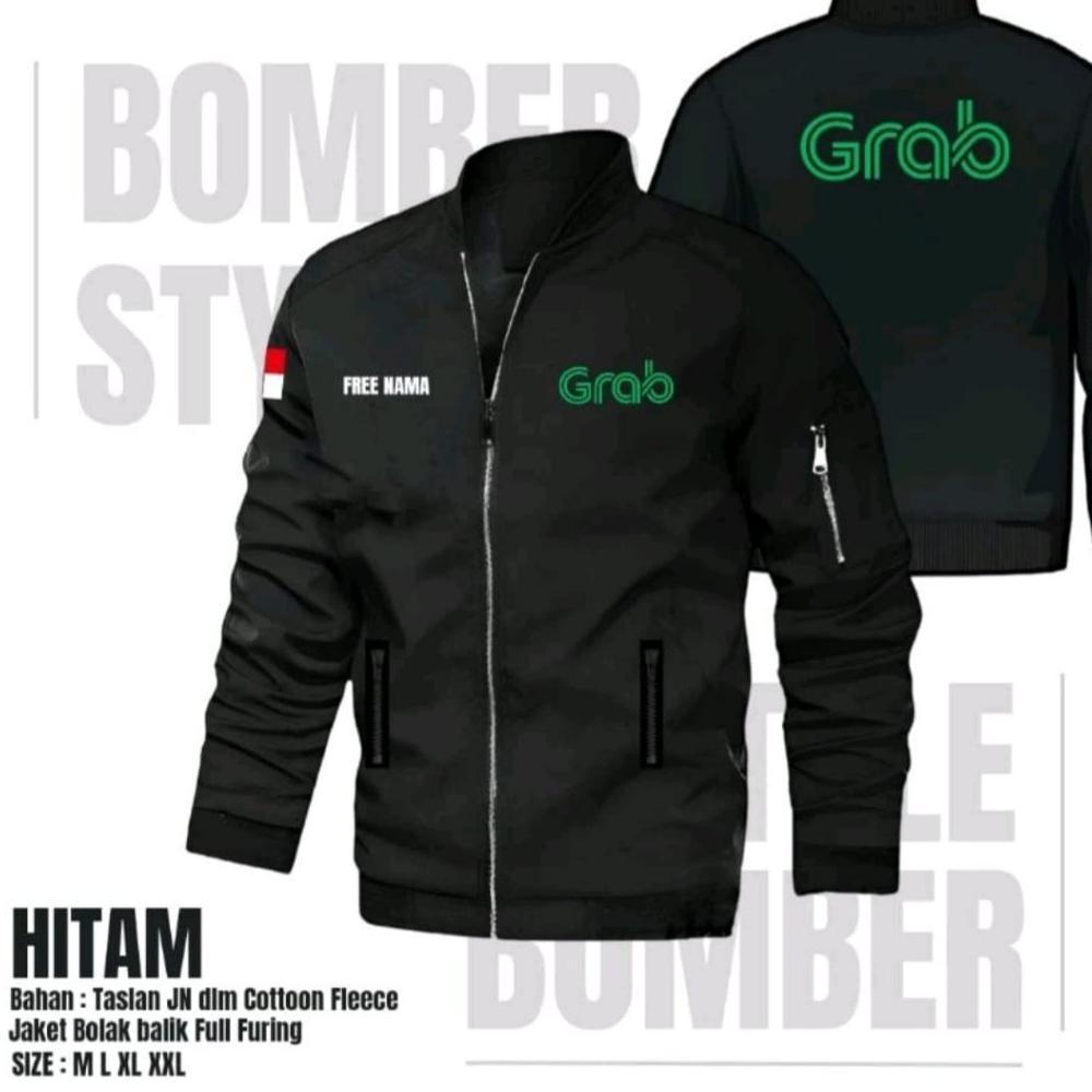 CUCI GUDANG JAKET KANTONG DALAM GRAB / JAKET GRAB FOOD / JAKET GRAB BIKE / BOMBER GRAB / FREE NAMA B