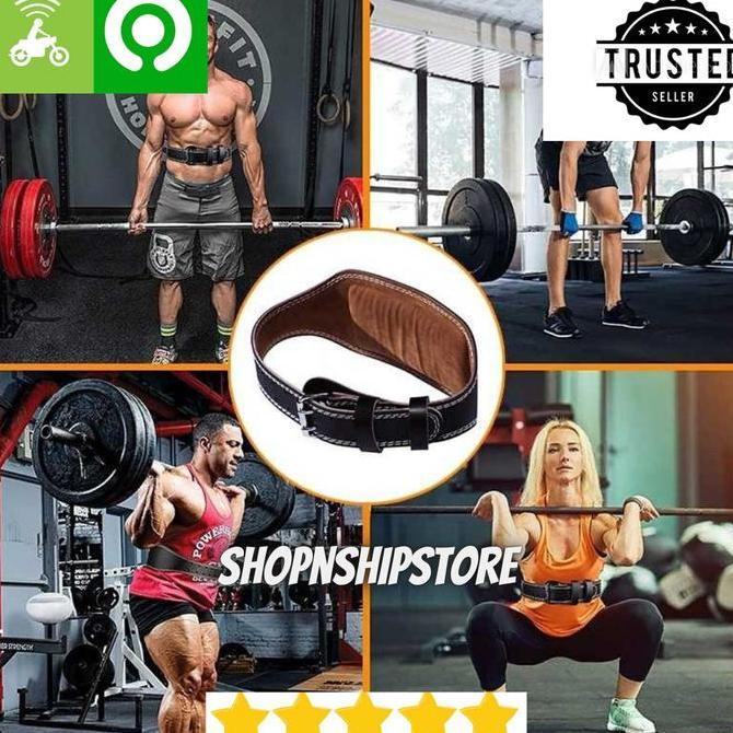 NAU Sabuk Perut Korset Benting Gym Fitness Kulit PU Leather Belt Weight Lifting Adjustable PU Lether