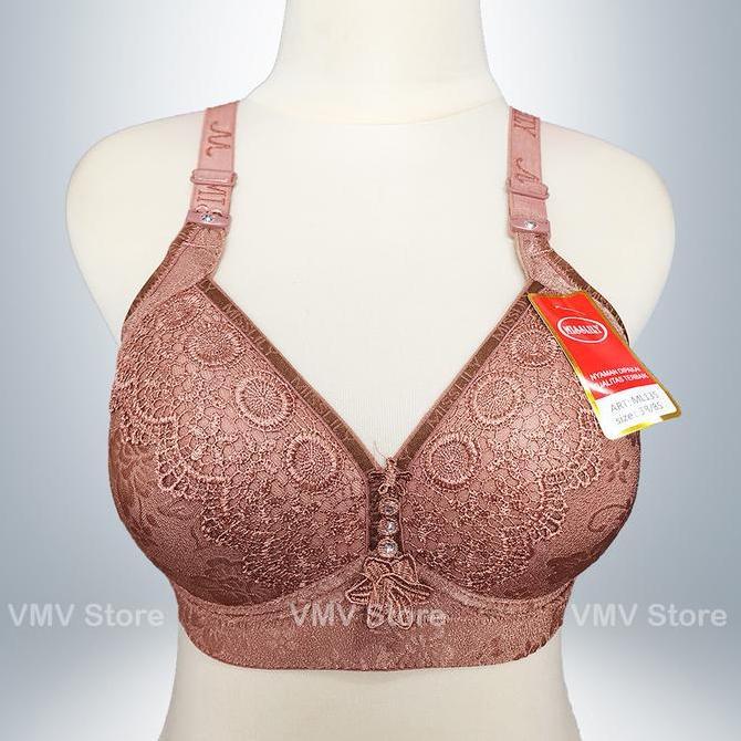 Hiya- Bh Jumbo Misslily 135 Cup C Bra Tanpa Kat B Size Lace Embossed Busa Lembut Nyaman Vmv