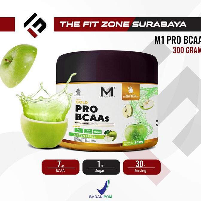 M1 Muscle First Gold Pro BCAA 300 Gram 300g 30 Servings Suplemen Fitness Olahraga Gym Asam Amino Pem
