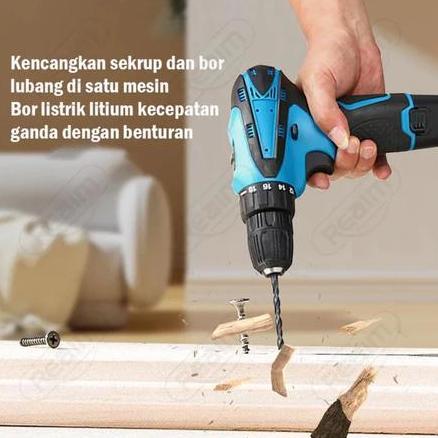 Reaim Mesin Bor Baterai Tangan - Battery Bor Cordless Drill Battery Bor Cordless Power Drills Kit Co