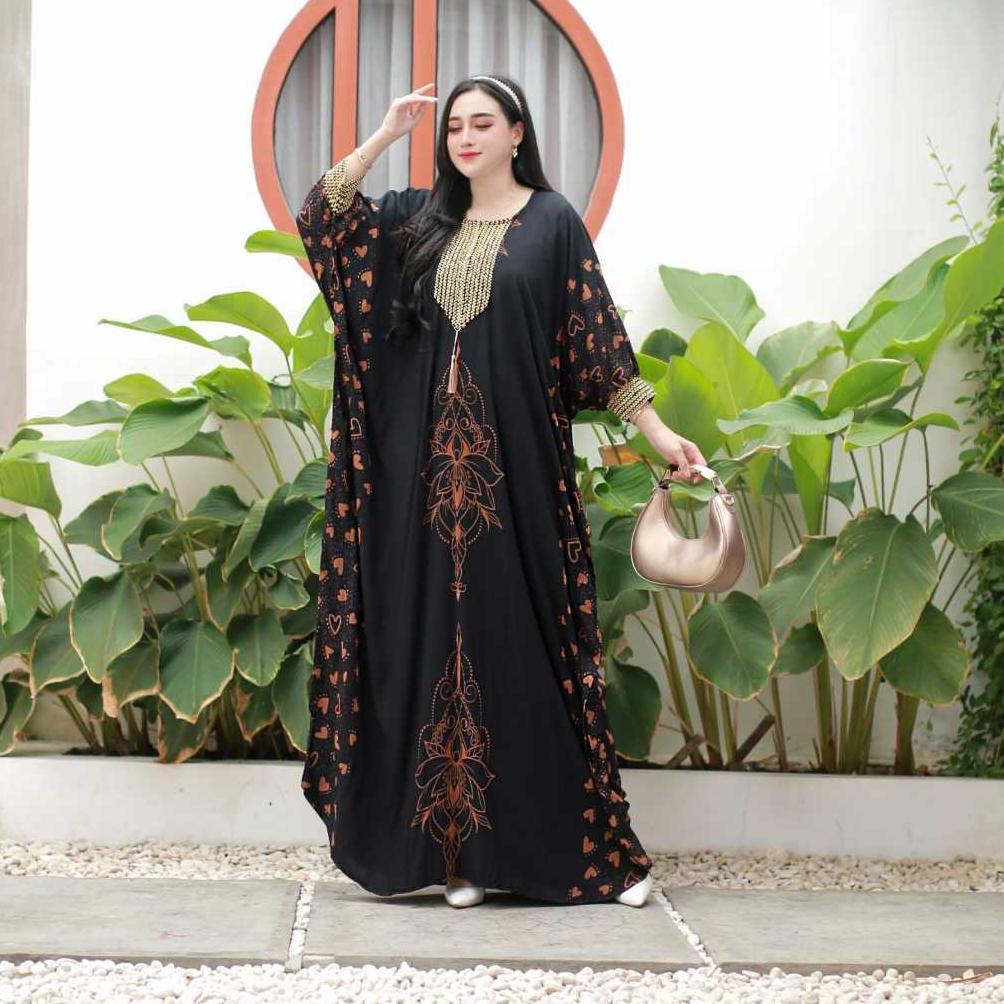 NEW DEALS Gamis Kaftan Renda Sultan Rayon Tebal Kekinian Jumbo / Baju Muslim wanita Dres Lebaran