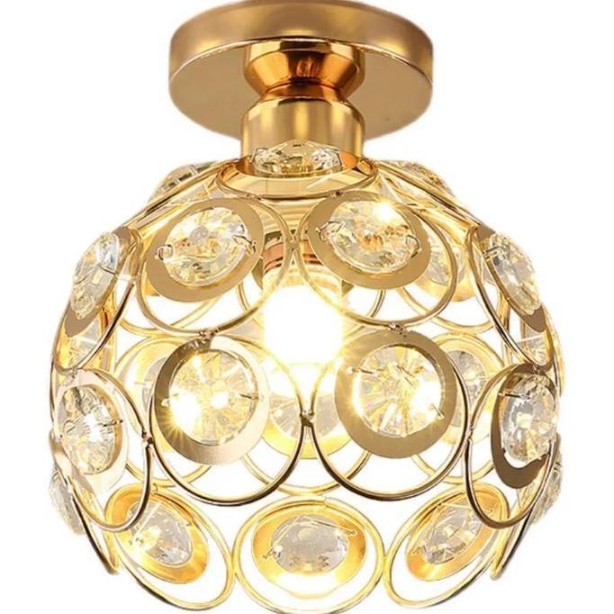 LAMPU HIAS PLAFON BUNGA LANGIT LANGIT / LAMPU PLAFON MEWAH / LAMPU PLAFON KRISTAL Hitam  Gold