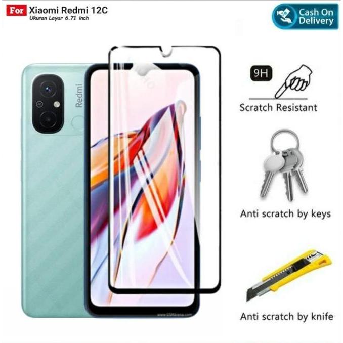 TEMPERED GLASS FOR REDMI 12C TEMPERED GLASS FULL COVER TEMPERED FULL