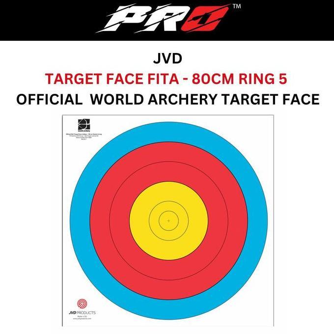 TARGET FACE TF 80 CM 5 RING JVD WORLD ARCHERY OFFICIAL | 80CM R5 KERTAS TARGET PANAHAN | KERTAS SASA