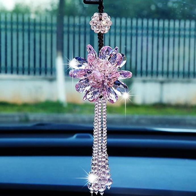 Champ- Car Crystal Pendant | Gantungan Pajangan Bunga Spion Tengah Mobil