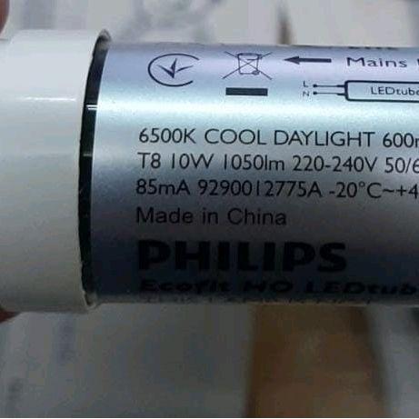 Lampu Philips Tl Led 10W Panjang 60Cm 10Watt Led Ecofit 600Mm Putih Neon 100% Original