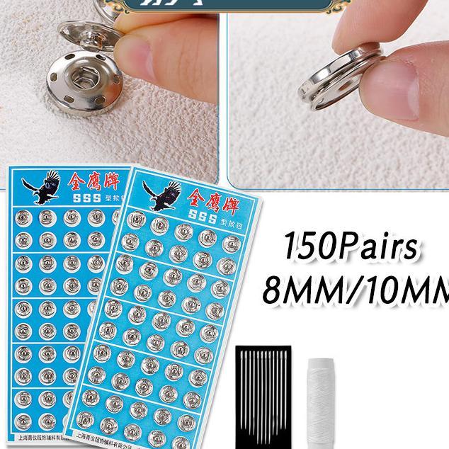 150Pasang Press Studd / Kancing Jepret / Kancing Cetet Baju