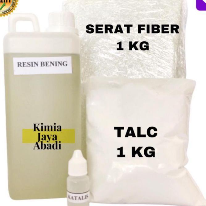 Paket Resin Bening ( Resin Bening 1 Kg + Serat Fiber 1 Kg + Katalis 20 Gr + Talc 1 Kg)