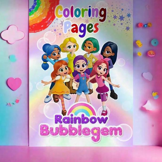 PREMIUM / Bikin Anak Betah Buku Mewarnai Anak Rainbow Bubblegem A5 | 50 Halaman | Kertas Tebal 100gs