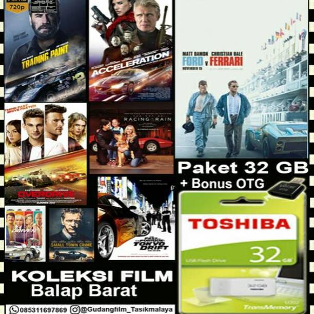 FLASHDISK TOSHIBA 32GB + KOLEKSI FILM BALAP BARAT + OTG